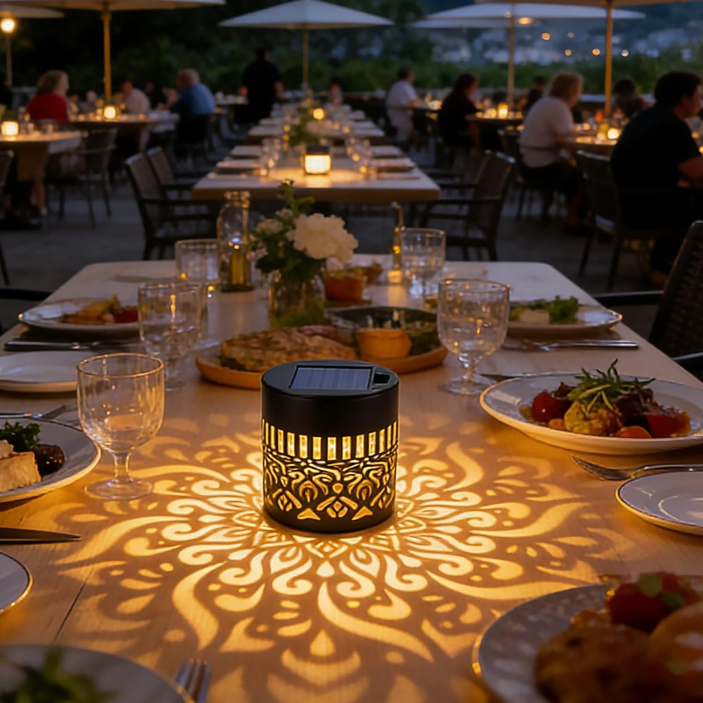 4-Pack Waterproof Solar Mandala Lights for Outdoor Use - Ideal for Decks, Steps, Walls, Terraces, Courtyards, Backyards, and Gardens