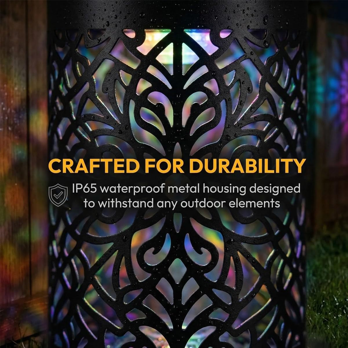 Solar Mandala Projection Wall Light Set - Seven-Color Changing Decorative Outdoor Waterproof Metal Lights for Yard, Garden, and Patio (4 Pieces)