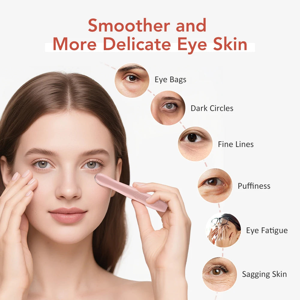 Vibrating Red Light Eye Massager Pen with Hot Compress for Anti-Wrinkle Treatment and Dark Circle Reduction