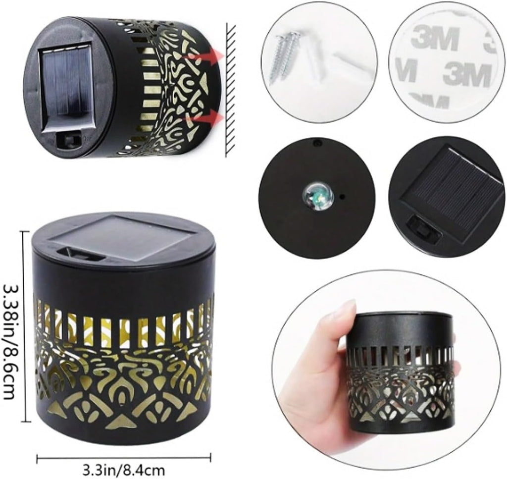2-Pack Solar Mandala Projector Lights for Outdoor Use, Waterproof Decorative Wall and Deck Step Lighting for Garden and Patio (Warm Glow)