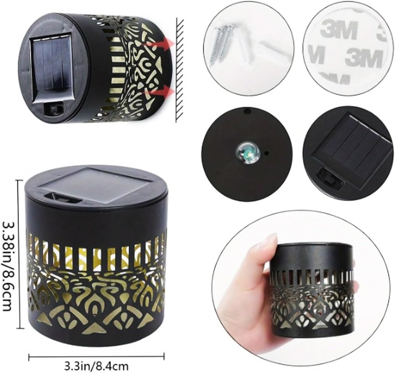 2-Pack Solar Mandala Projector Lights for Outdoor Use, Waterproof Decorative Wall and Deck Step Lighting for Garden and Patio (Warm Glow)