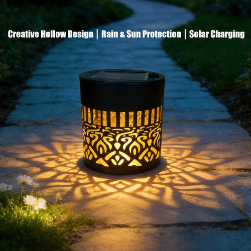 2-Pack Solar Mandala Projector Lights for Outdoor Use, Waterproof Decorative Wall and Deck Step Lighting for Garden and Patio (Warm Glow)