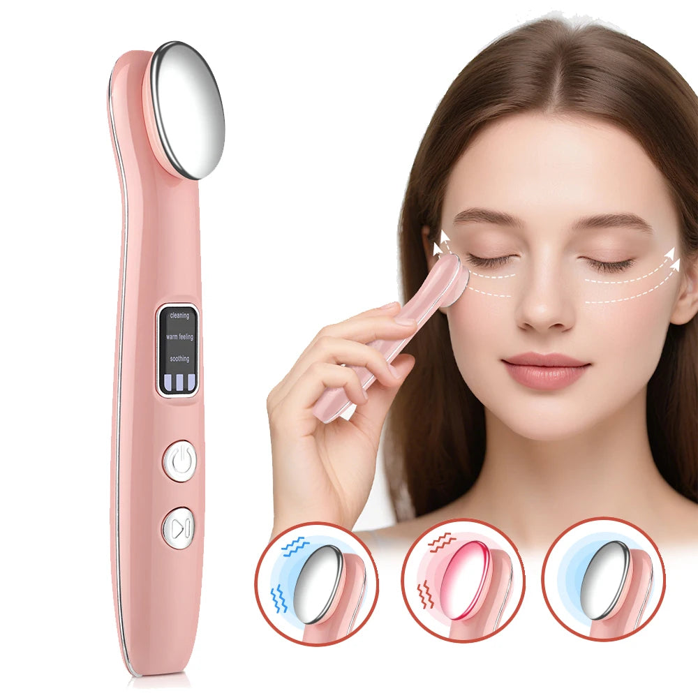 Vibrating Red Light Eye Massager Pen with Hot Compress for Anti-Wrinkle Treatment and Dark Circle Reduction
