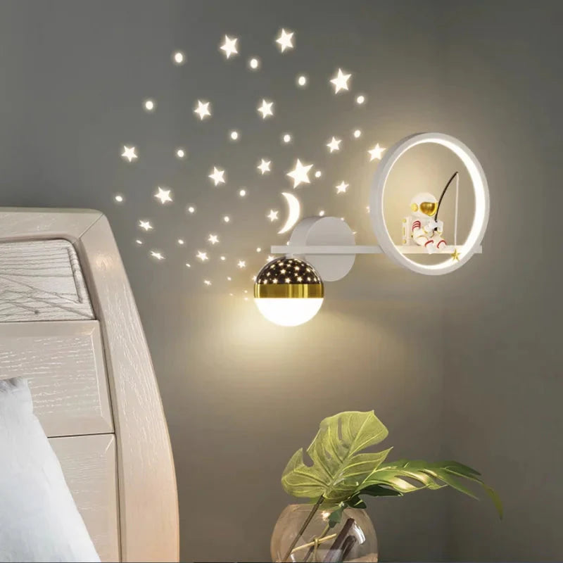 Luxroyale Children's Star Projection Wall Light with Moon Glow LED Night Lamp