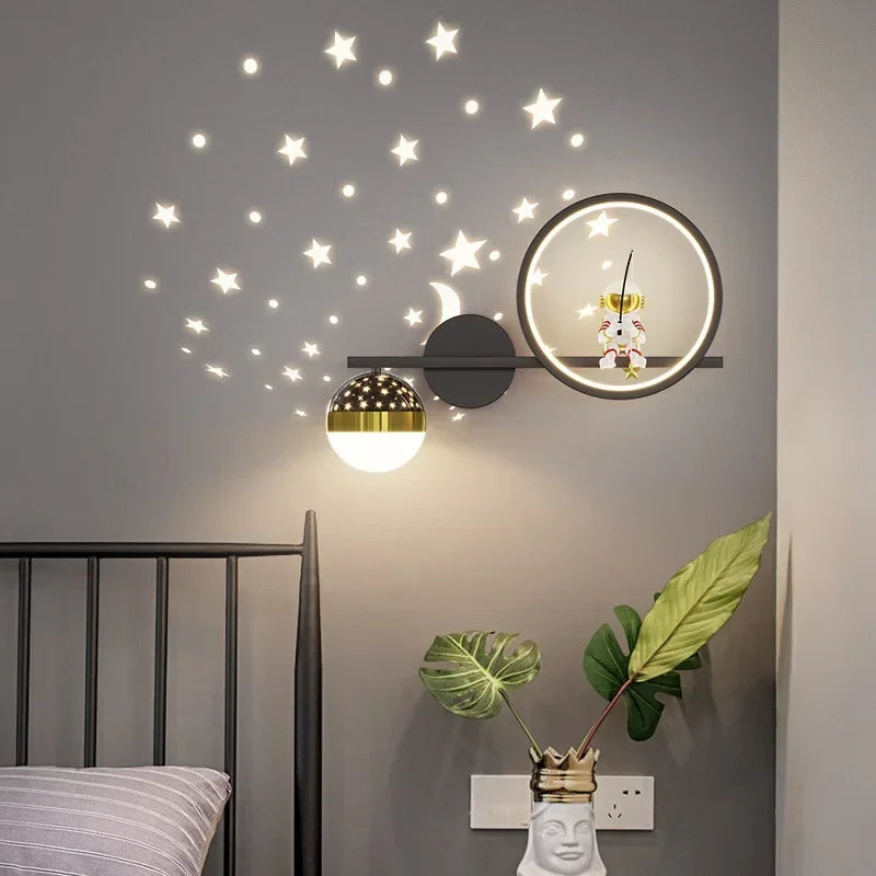 Luxroyale Children's Star Projection Wall Light with Moon Glow LED Night Lamp