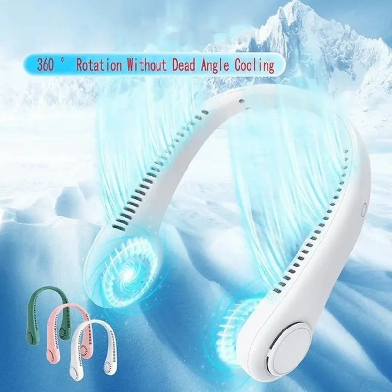 Bladeless Hanging Neck Fan, 3 Speed Adjustable Rechargeable Mini Air Cooler, Portable Long Battery Life Fan for Sports