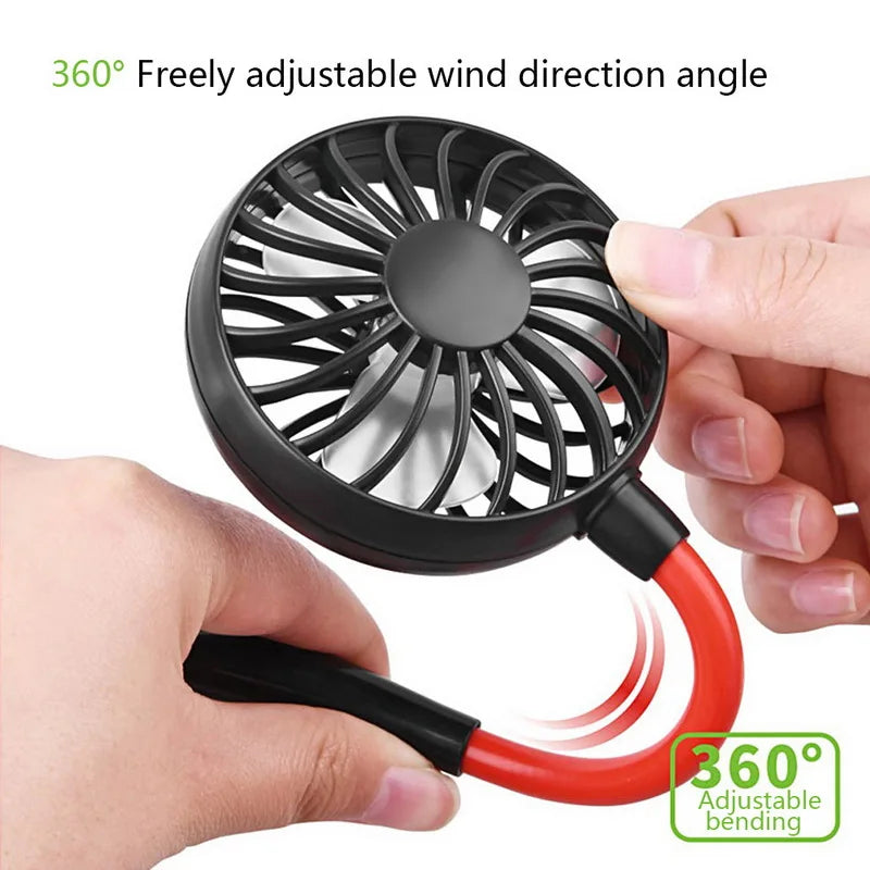 Stay Cool Anywhere with the USB Portable Neck Fan - 3-Speed Rechargeable Hands-Free Mini Sports Fan for Home and Office