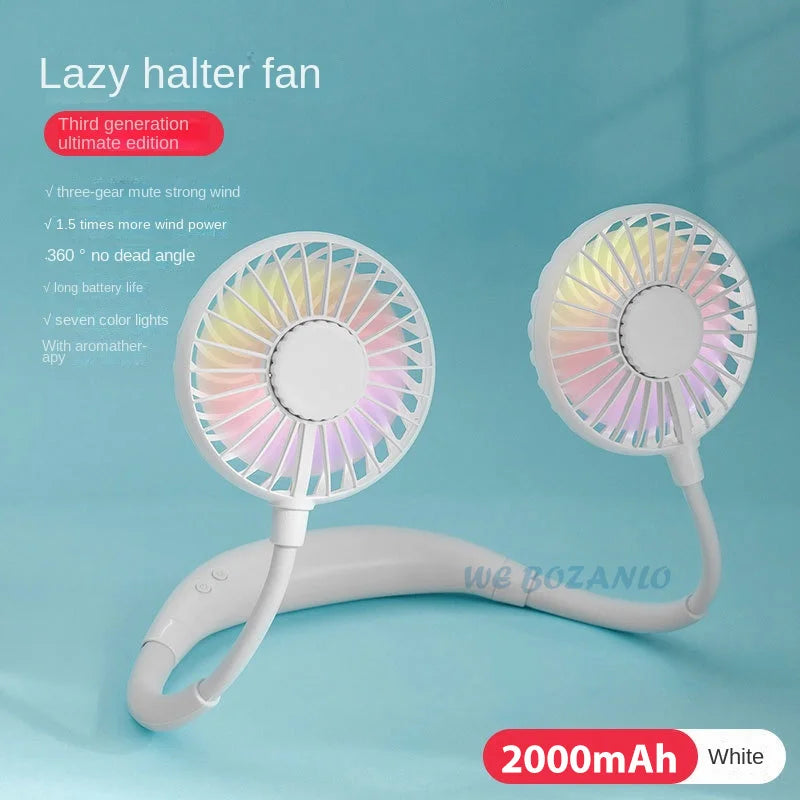 Stay Cool Anywhere with the USB Portable Neck Fan - 3-Speed Rechargeable Hands-Free Mini Sports Fan for Home and Office