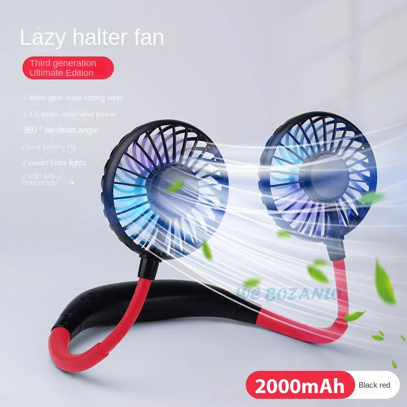 Stay Cool Anywhere with the USB Portable Neck Fan - 3-Speed Rechargeable Hands-Free Mini Sports Fan for Home and Office