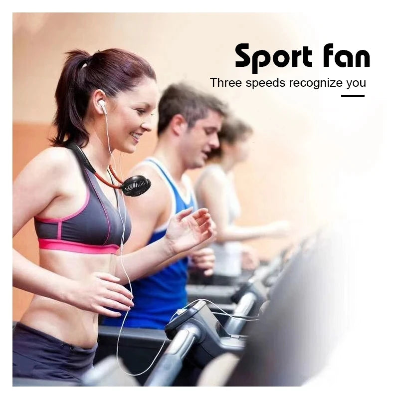 Stay Cool Anywhere with the USB Portable Neck Fan - 3-Speed Rechargeable Hands-Free Mini Sports Fan for Home and Office