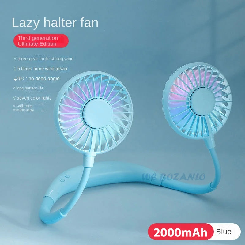 Stay Cool Anywhere with the USB Portable Neck Fan - 3-Speed Rechargeable Hands-Free Mini Sports Fan for Home and Office
