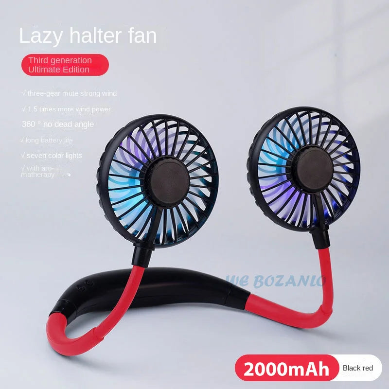 Stay Cool Anywhere with the USB Portable Neck Fan - 3-Speed Rechargeable Hands-Free Mini Sports Fan for Home and Office