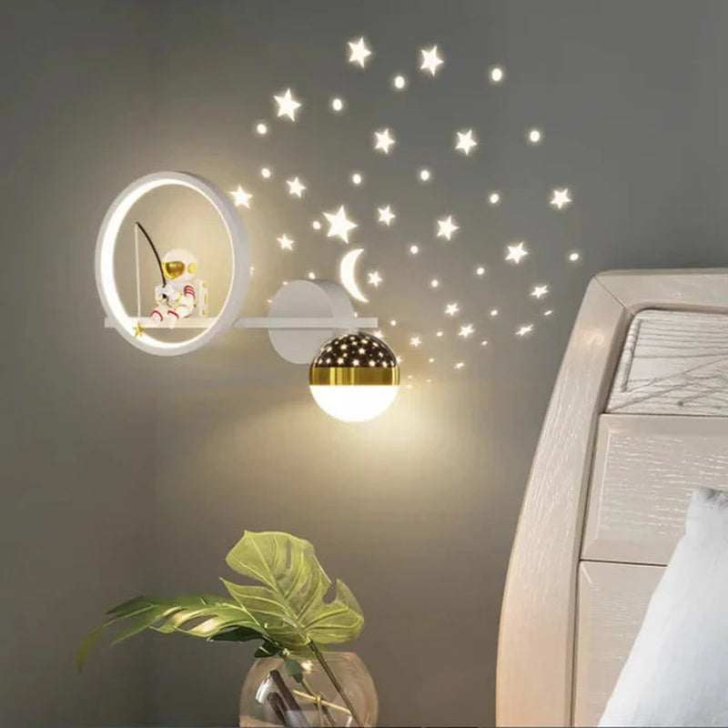 Luxroyale Children's Star Projection Wall Light with Moon Glow LED Night Lamp