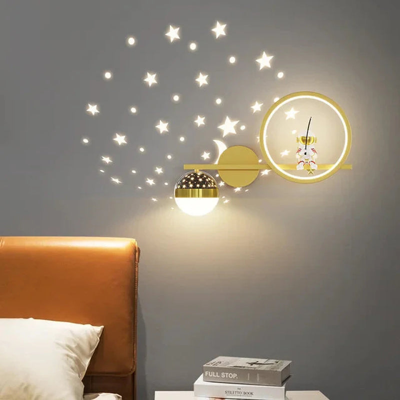 Luxroyale Children's Star Projection Wall Light with Moon Glow LED Night Lamp