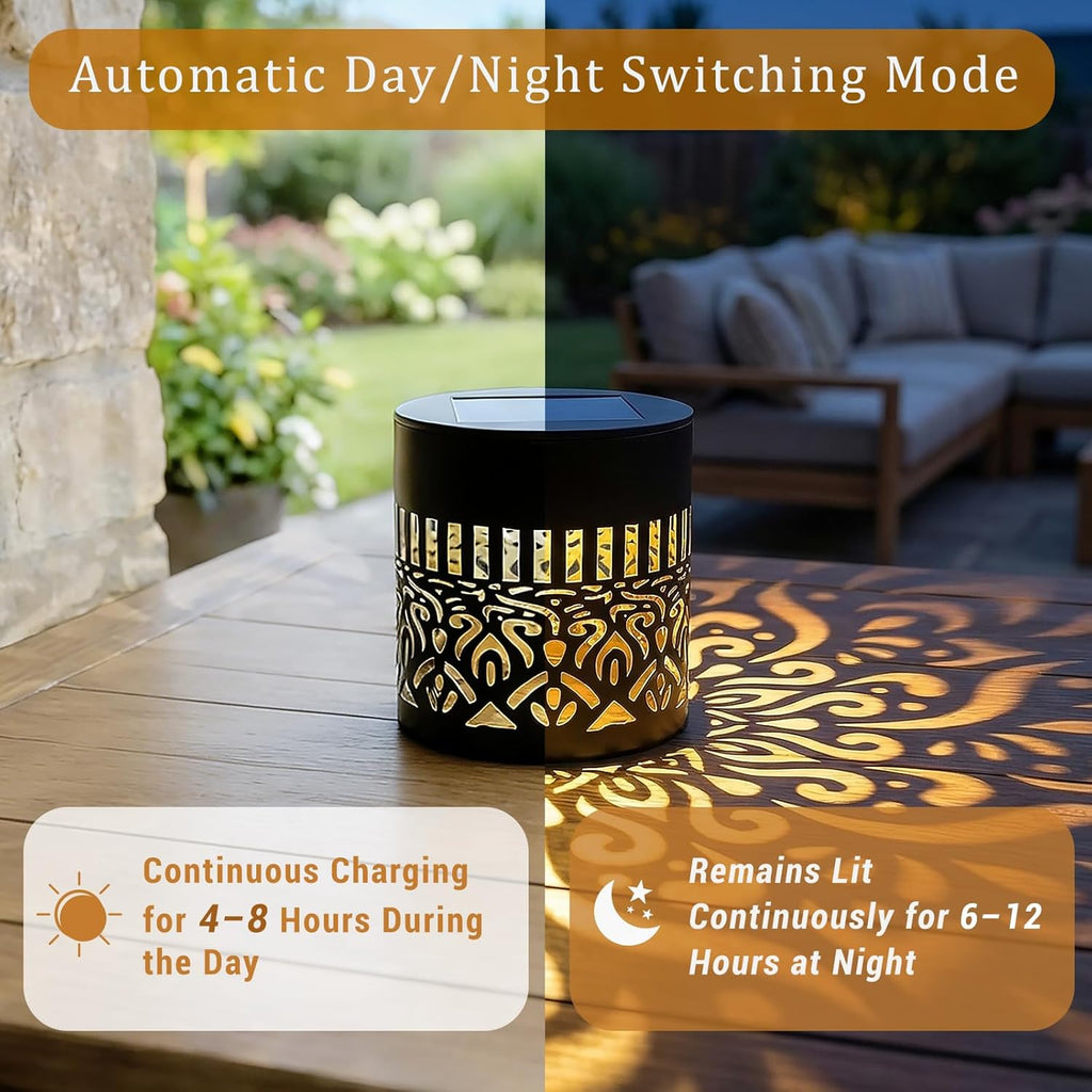 4-Pack Waterproof Solar Mandala Lights for Outdoor Use - Ideal for Decks, Steps, Walls, Terraces, Courtyards, Backyards, and Gardens
