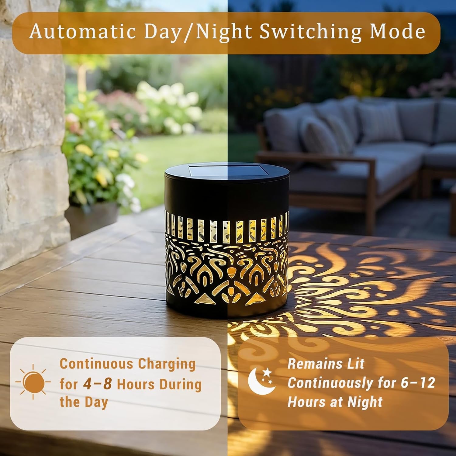 4-Pack Waterproof Solar Mandala Lights for Outdoor Use - Ideal for Decks, Steps, Walls, Terraces, Courtyards, Backyards, and Gardens
