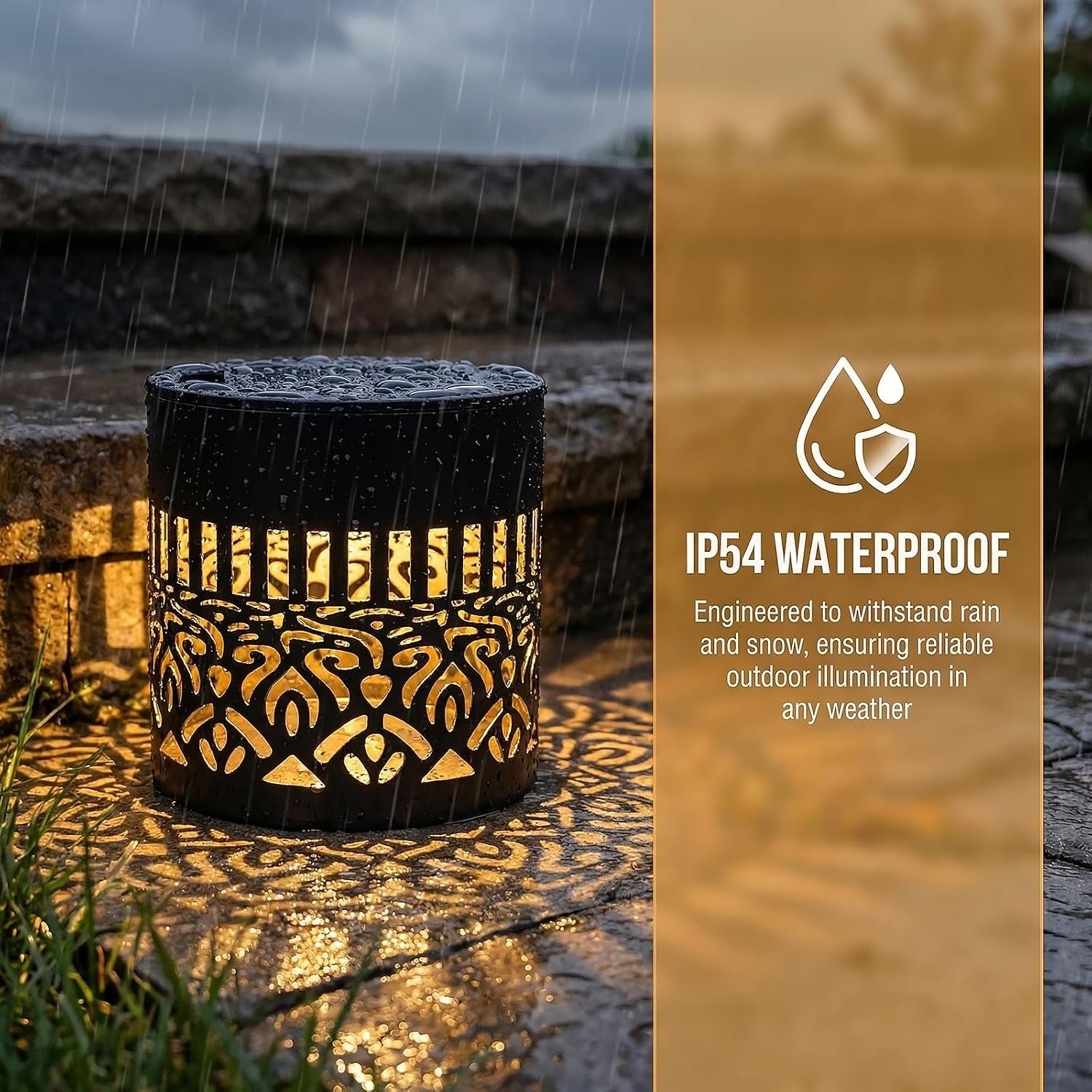 4-Pack Waterproof Solar Mandala Lights for Outdoor Use - Ideal for Decks, Steps, Walls, Terraces, Courtyards, Backyards, and Gardens
