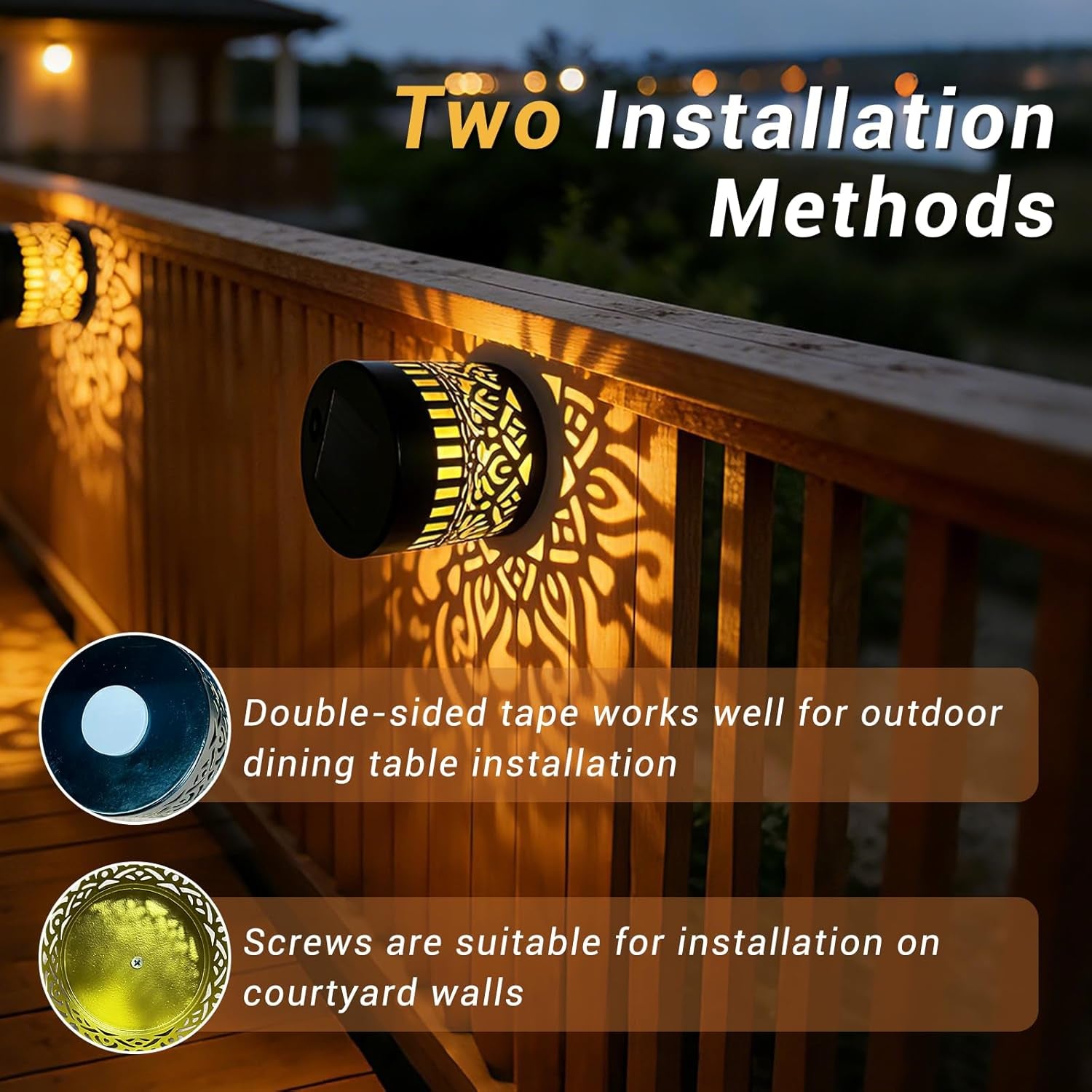 4-Pack Waterproof Solar Mandala Lights for Outdoor Use - Ideal for Decks, Steps, Walls, Terraces, Courtyards, Backyards, and Gardens