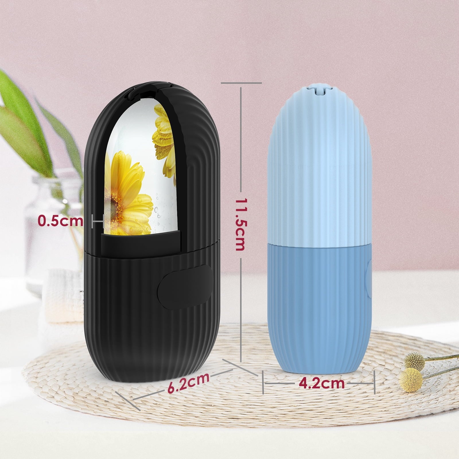 Ice Face Roller, Silicone Ice Facial Rollers, Cube Face Contour for Eyes Neck, Beauty Facial Massage Roller Remove Dark Circle Pore Shrink Face Roller Skin Care Tools (Black)