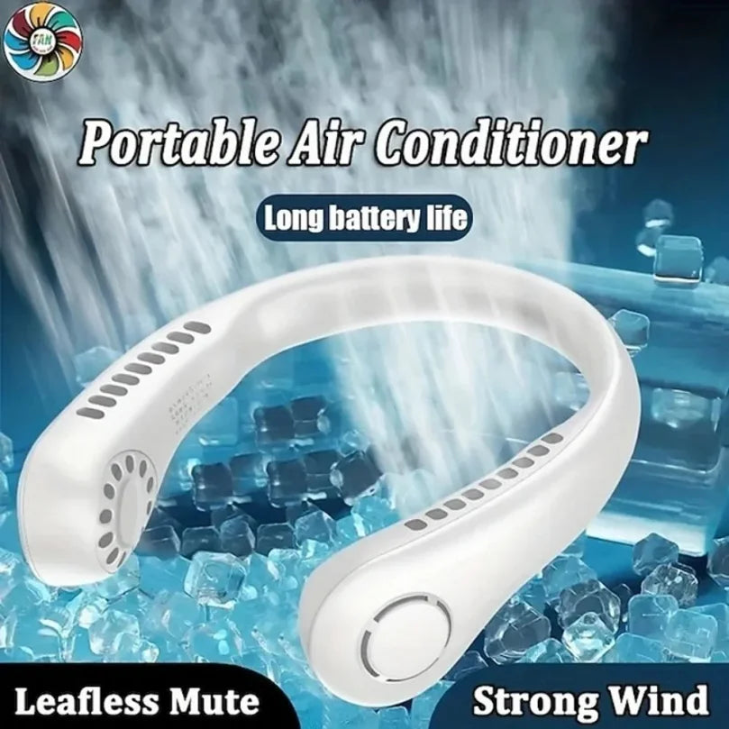 Bladeless Hanging Neck Fan, 3 Speed Adjustable Rechargeable Mini Air Cooler, Portable Long Battery Life Fan for Sports