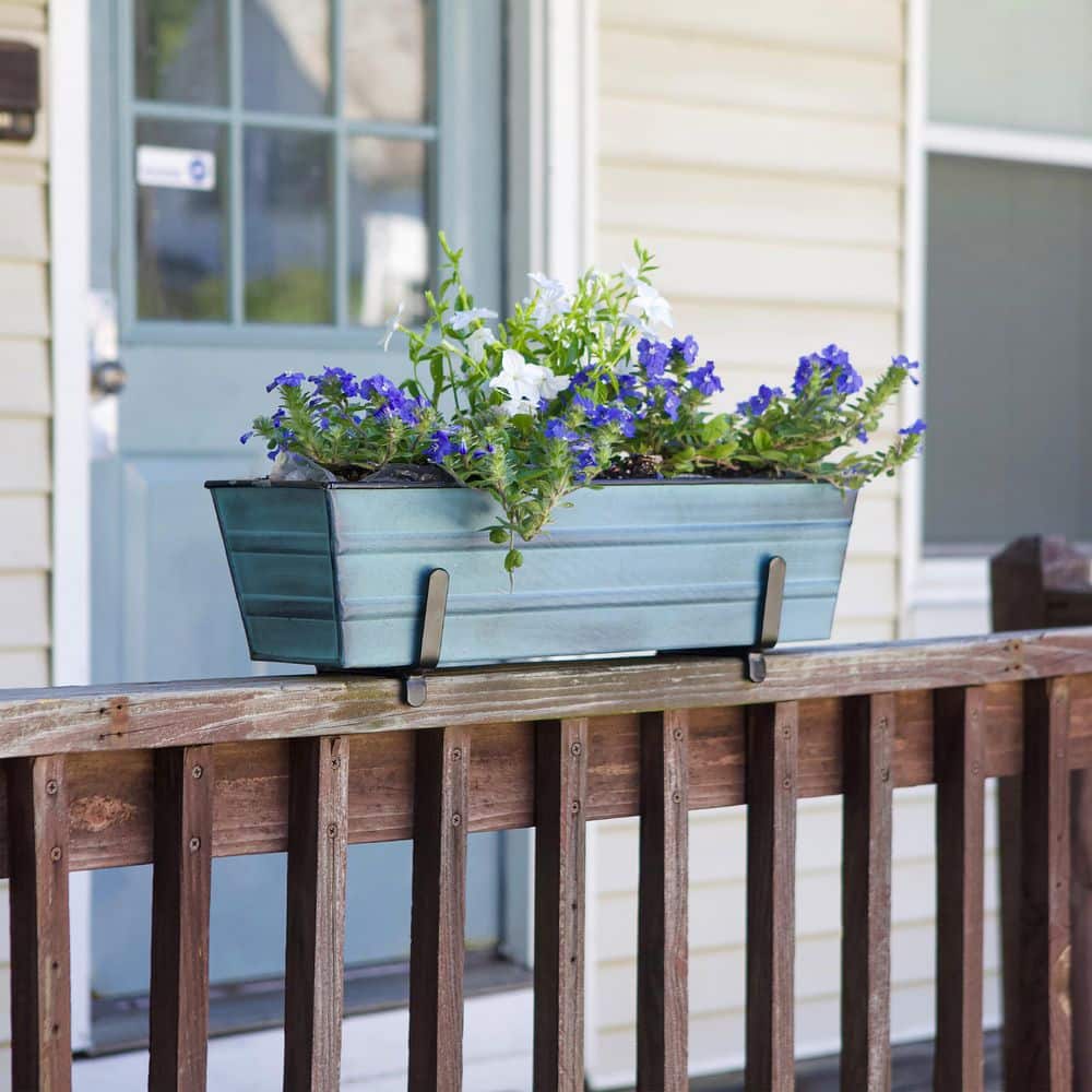 Transform Your Space with the 22" W Small Nantucket Blue Galvanized Steel Bloom Box Garden Kit - Perfect for Indoor and Outdoor Gardening!