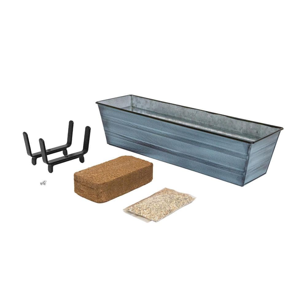 Transform Your Space with the 22" W Small Nantucket Blue Galvanized Steel Bloom Box Garden Kit - Perfect for Indoor and Outdoor Gardening!