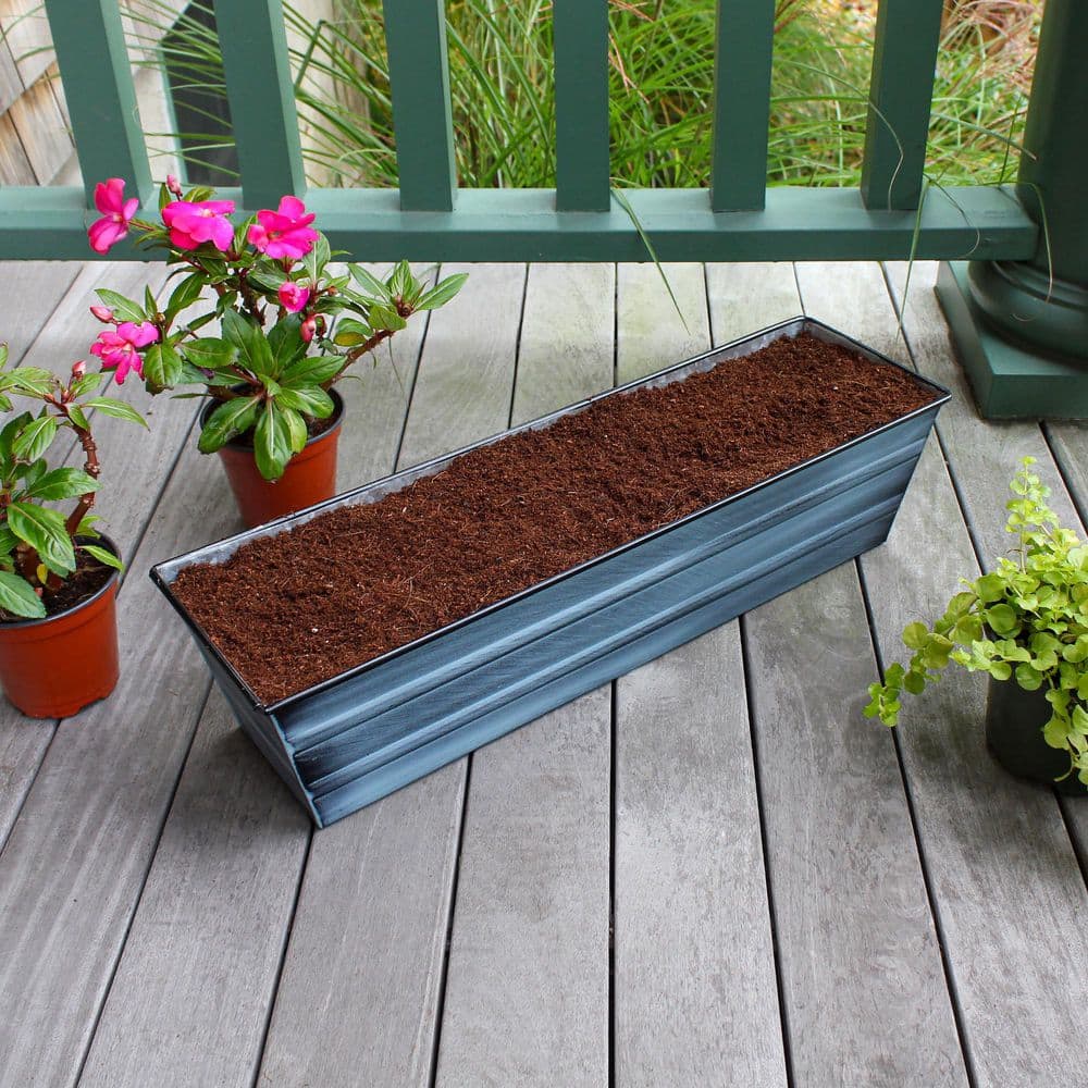Transform Your Space with the 22" W Small Nantucket Blue Galvanized Steel Bloom Box Garden Kit - Perfect for Indoor and Outdoor Gardening!